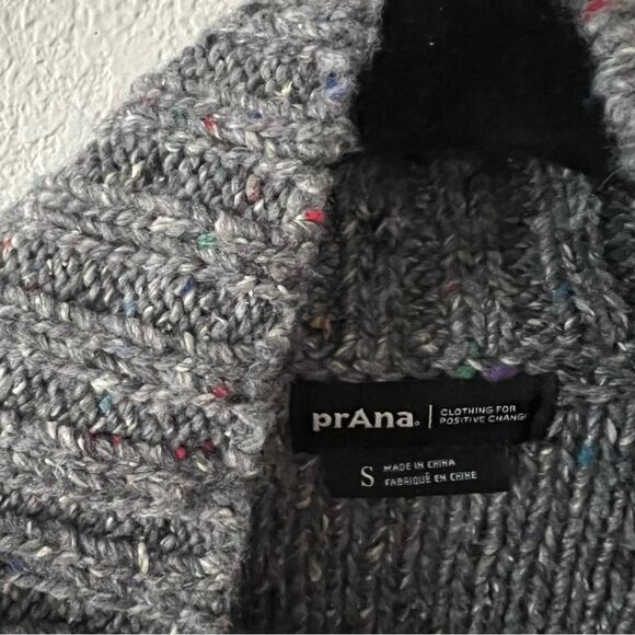 Prana Laurel Creek Quarter Zip Cable Sweater in Speckled Charcoal - Picture 7 of 11